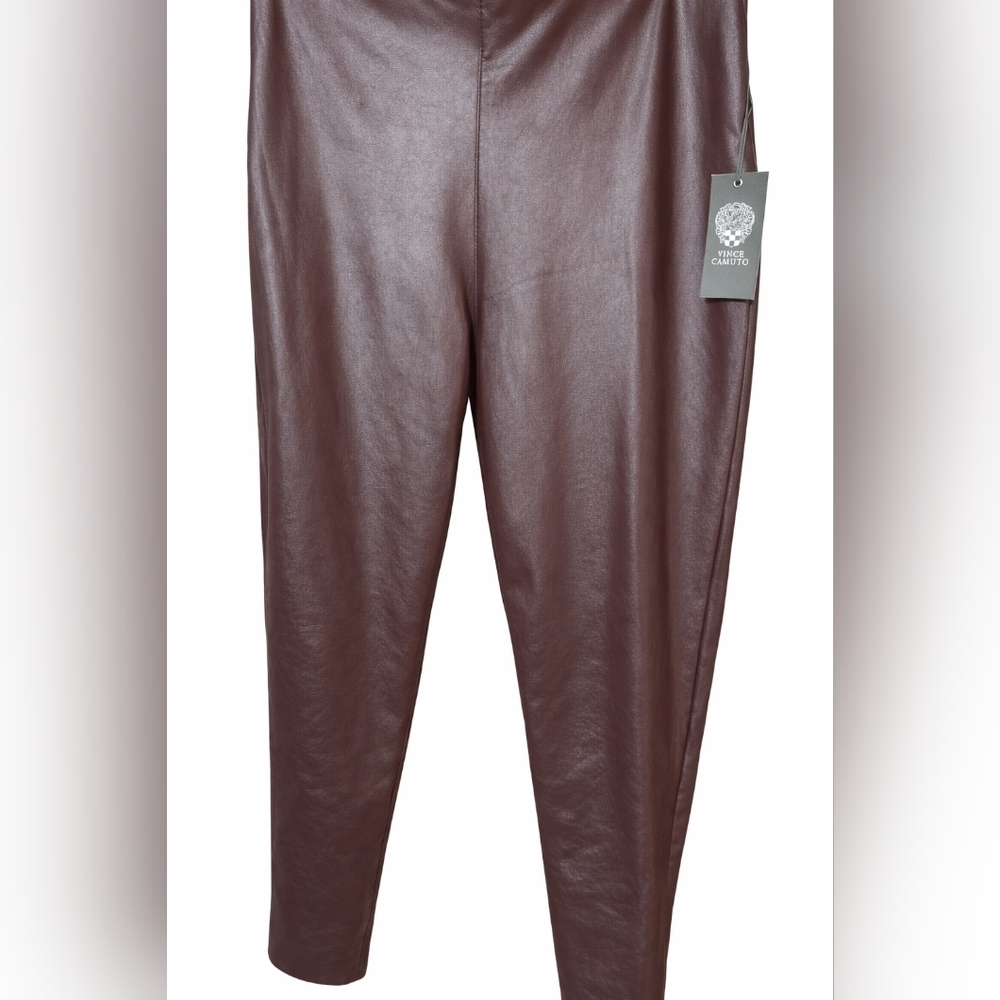 Vince Camuto Maroon Port Faux Leather Leggings Pants New Sz Medium - Picture 2 of 5